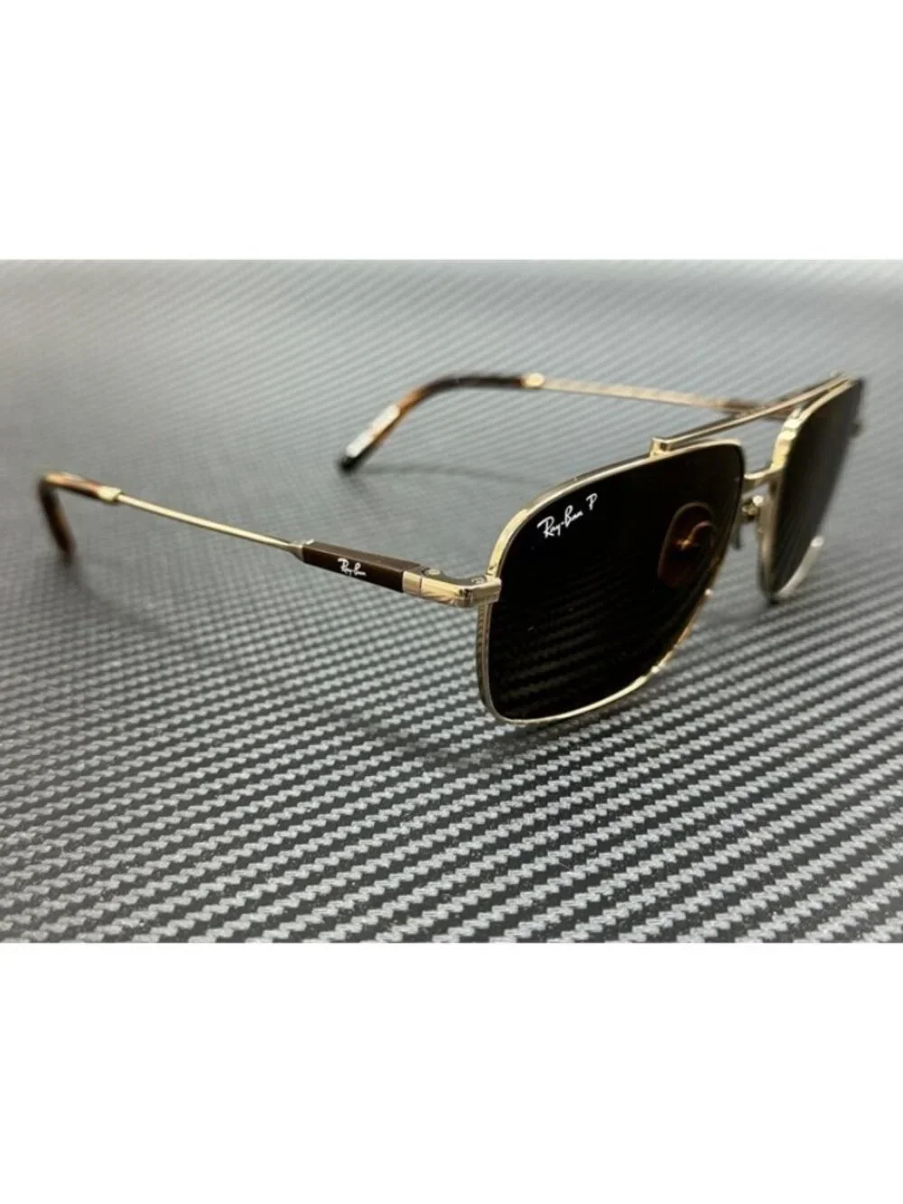 New Ray Ban Men Shiny Light Brown Sunglasses 59-15-145